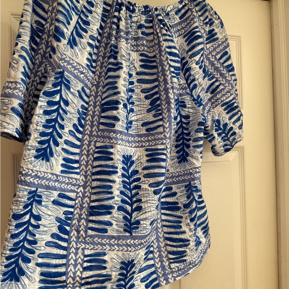 Blue Patterned Off-Shoulder Top - Picture 5 of 5